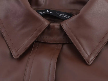 🍒Faux leather short trench coat with belt spring fall fashion commuter jacket women stylish street coat smart casual outerwear Leather Looking Lavish
