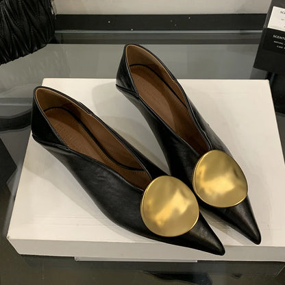 🍒Luxury gold shoes for women kitten heel shoes pointed toe foot wear low heel designer shoes fashion pumps DISCover these you wont be disaPOiNTed