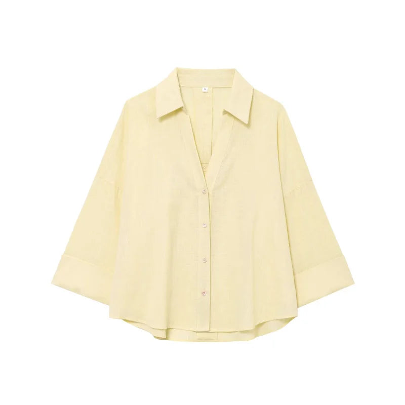 🍒Summer three quater sleeve shirt three quarter sleeve women's refreshing blend loose blouse tops simple casual shirt Y2K fashion Relax In Relaxed Classics