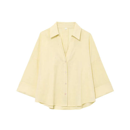 🍒Summer three quater sleeve shirt three quarter sleeve women's refreshing blend loose blouse tops simple casual shirt Y2K fashion Relax In Relaxed Classics