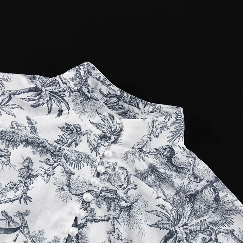 🍒Printed mini dress long sleeve clothes for hot weather o-neck outfit a line flare short china print smart casual female clothes fashion beach party wear holiday wear  Drink Cocktails In Your China