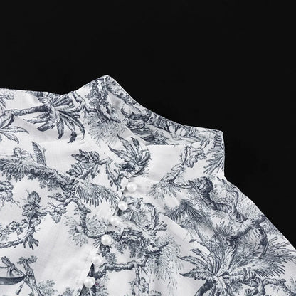 🍒Printed mini dress long sleeve clothes for hot weather o-neck outfit a line flare short china print smart casual female clothes fashion beach party wear holiday wear  Drink Cocktails In Your China