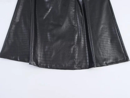 🍒Extra long faux leather trench coat vintage maxi luxury pu double breasted black designer outerwear clothing smart casual Crocodile Style