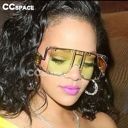 🍒Square oversized mirror sunglasses unisex shades glasses metal rivet trend unique eyewear sunnies UV400 protection Clear Cools