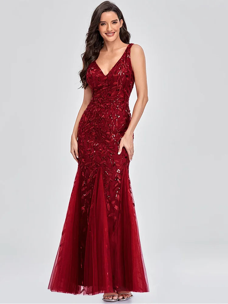 🍒Sequin maxi cocktail dress long bridesmaid prom outfit for special occasion party club bodycon vintage style clothing You'll Fish This Mermaid Out Time &Time