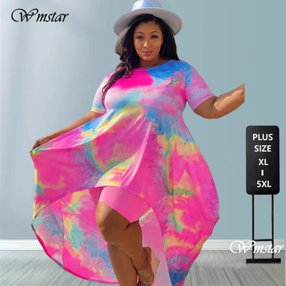 🍒Plus size shorts sets for Women summer holiday two piece tie dye long style top shorts Leggings Outfits Summer Up In Colour