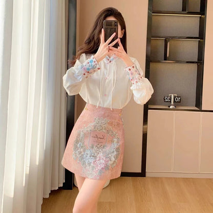 🍒vintage evembroiderd mini skirt high waist quality luxury diamonds short jeans skirt women Jacquard fabric high street quality casual clothing for women female fashion wear smart casual party wear Vintage Vantage