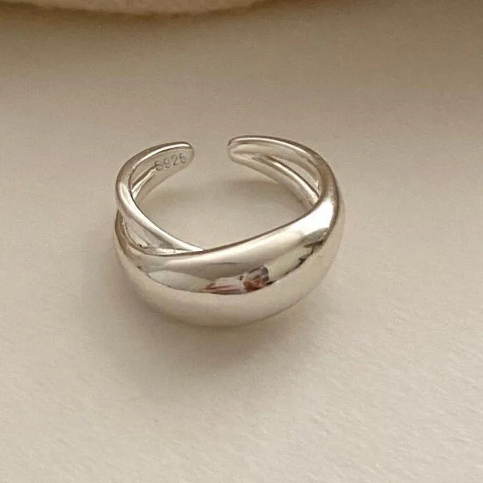 🍒925 Sterling silver rings for women geometric fine jewellery finger adjustable rings Interware cubic zirconia accessorize trendy jewellery for women birthday gifts