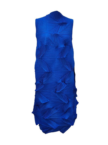 🍒Sleeveless pleated dress for women turtleneck outfit single colour solid fashion smart casual women party wear occasion clothing style 3D fold designer dresses Fashion A Fold