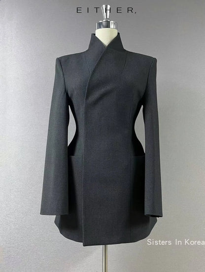 🍒Hidden button blazer long women fitted waist jacket fashion Y2K fashion office chic clothing lightweight linen coat chic trendy fashion two-layer smart casual outfit TRAILS Of Comments BLAZER