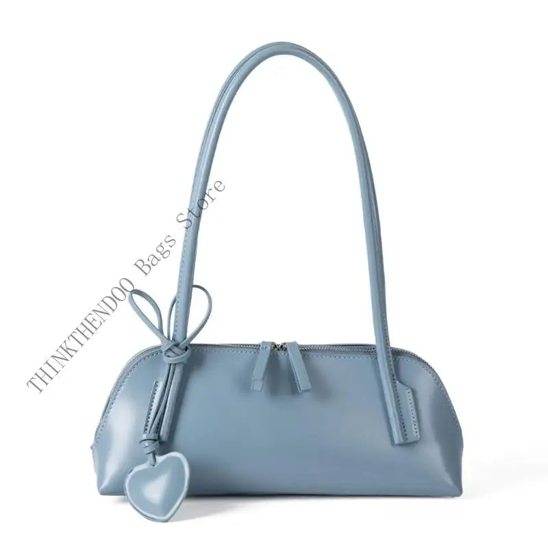 🍒Shoulder bag under arm for women with detachable heart charm pu leather handbag spacious underarm bags east west bag grab bag No Need To Go West To Get This East