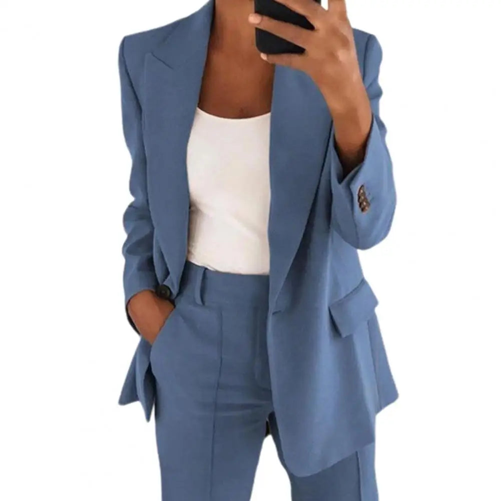 🍒Womens jacket and trouser suit smart casual clothing long sleeve suit jacket and pants two piece female fashion work wear office clothes Eat Loads Of Jacket Potatoes Without Feeling Pants Wearing This Set