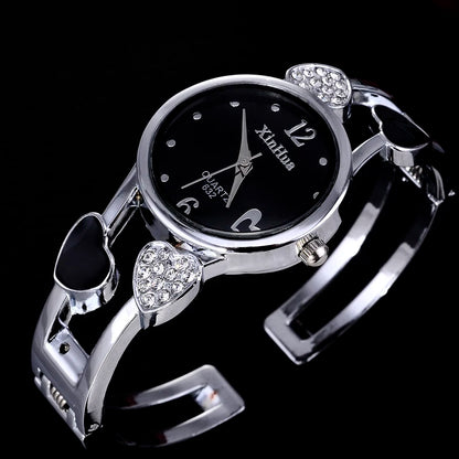 🍒Womens heart watch Design quartz fashion bangle silver classic crystal Stainless Steel colour face wristwatch smart casual jewellery   Watch This Bang For Your Buck