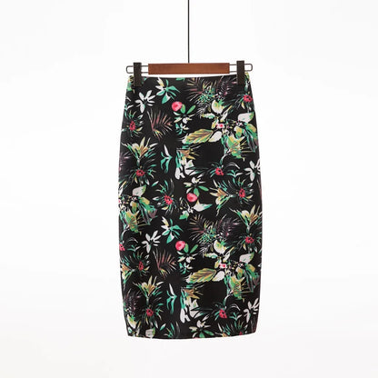 🍒 flower print pencil skirt bodycon slim midi skirt short floral print fashion smart casual women feminine clothes