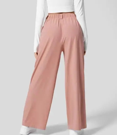 🍒Elegant women straight pants flowy solid colour high waisted trousers wide leg work wear female fashion clothes No Need To Put The Leg Work In To Get These Legs