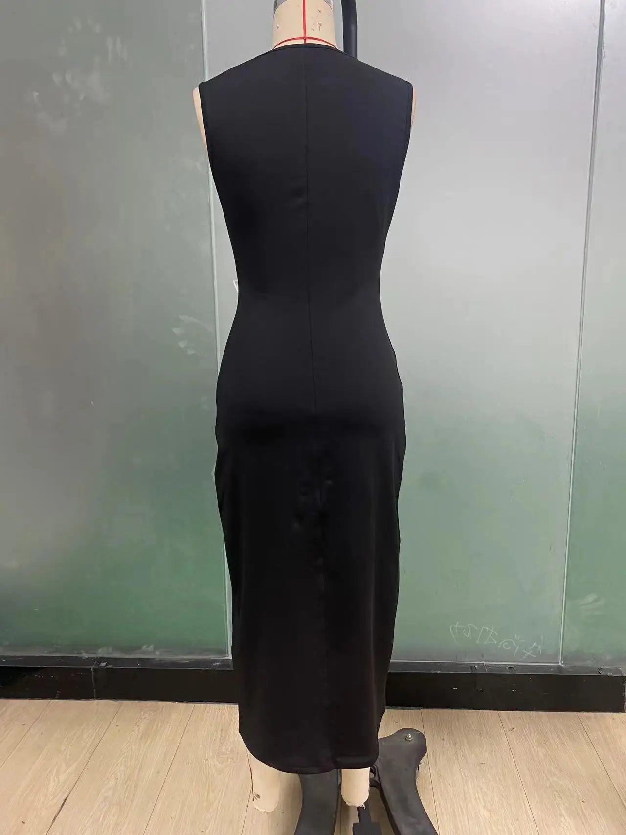 🍒Black dress side bows bodycon with slit midi cocktail outfit women party evening gown  occasion fashion Sweet-Edge