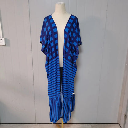 🍒Beach cover ups for swimwear women checker kimono with sripes cape summer dress beachwear outfits Check Out This Beach