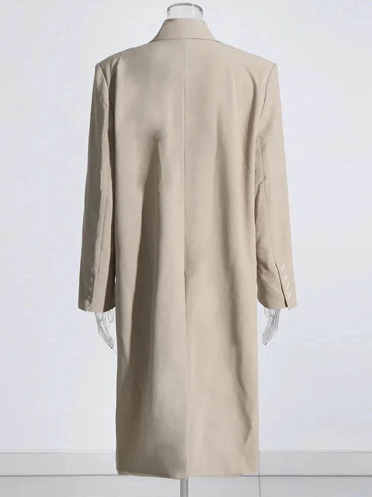 🍒 Colour contrast coat with lapel collar long sleeve overcoat for women with straight patchwork pockets casual spring coat female fashion wear Collar Cool Contrast