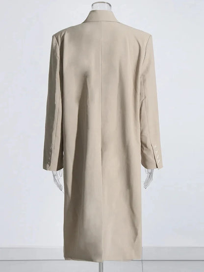 🍒 Colour contrast coat with lapel collar long sleeve overcoat for women with straight patchwork pockets casual spring coat female fashion wear Collar Cool Contrast