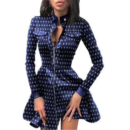 🍒Pu leather dress for women  lace mesh sleeve mixed media fashion party dress mini elegant stand neck collar a-line outfit Pretty Plaid Pu