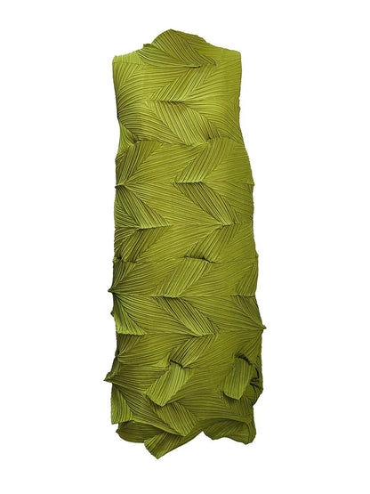 🍒Sleeveless pleated dress for women turtleneck outfit single colour solid fashion smart casual women party wear occasion clothing style 3D fold designer dresses Fashion A Fold