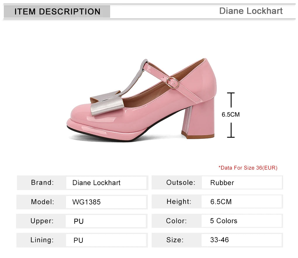 🍒T strap high heels round toe pumps women low platform shoes plus size available bow footwear for party wear wedding t-bar for special occasions Footwear With A Bow On IT