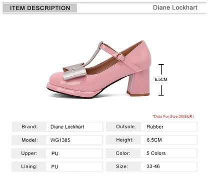 🍒T strap high heels round toe pumps women low platform shoes plus size available bow footwear for party wear wedding t-bar for special occasions Footwear With A Bow On IT