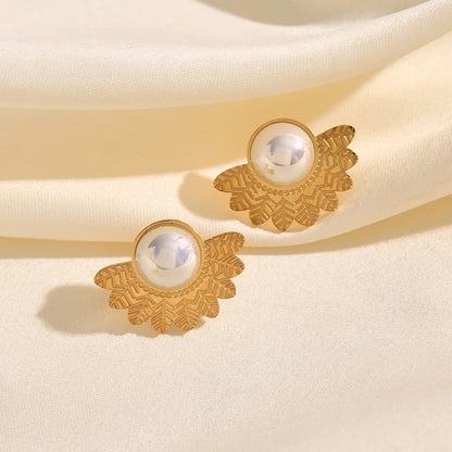 🍒Stainless steel large hoop earrings with pearl for women fashion exaggerated holiday Jewellery occasion earrings gift Bijoux Girly Pearl