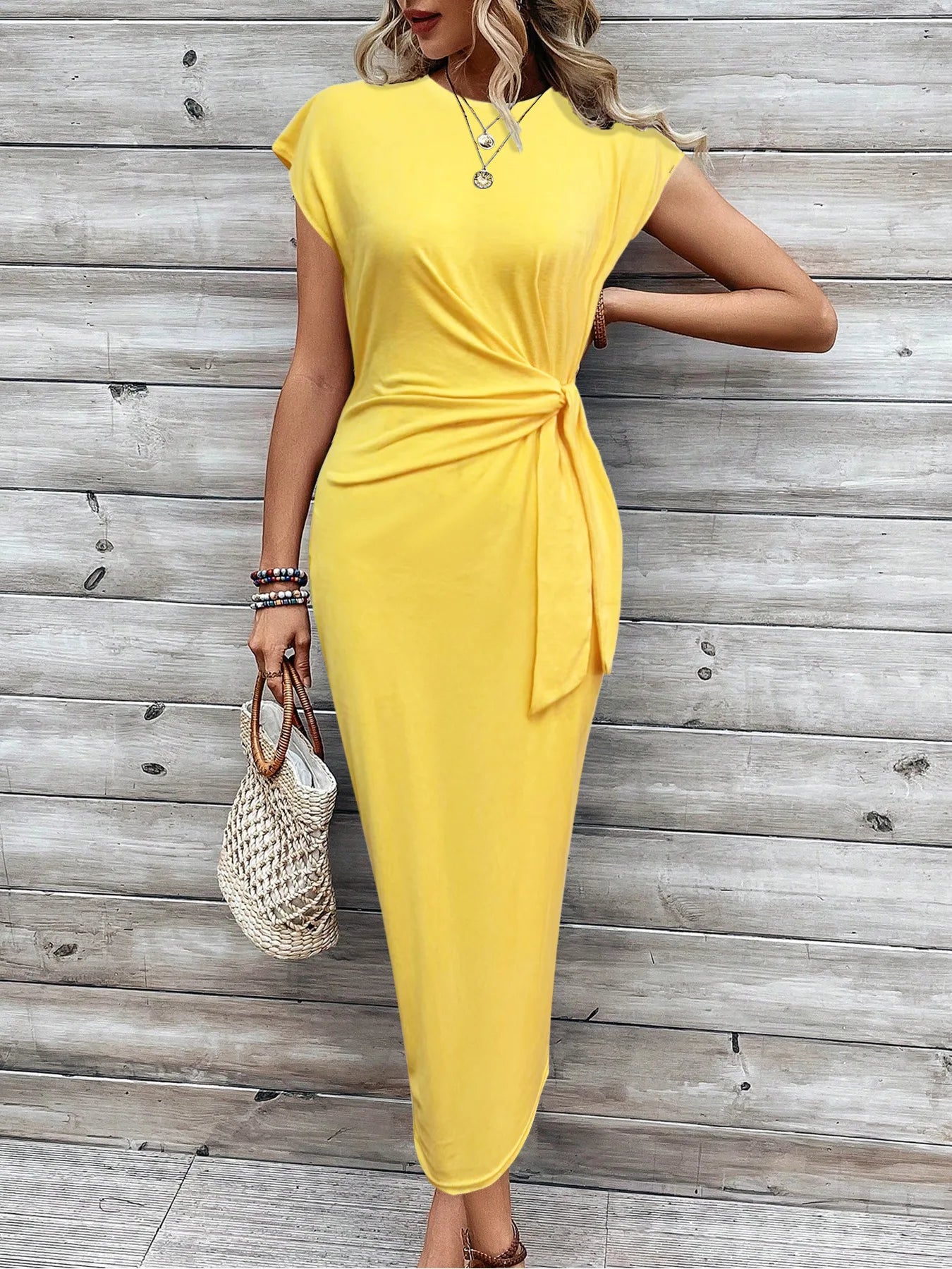 🍒Round neck striped dress long outfits for women summer fashion wear clothing high-end smart casual tie waist  outfit Play Smart And Look Smart In Smart Casual Stripes Sign This Line