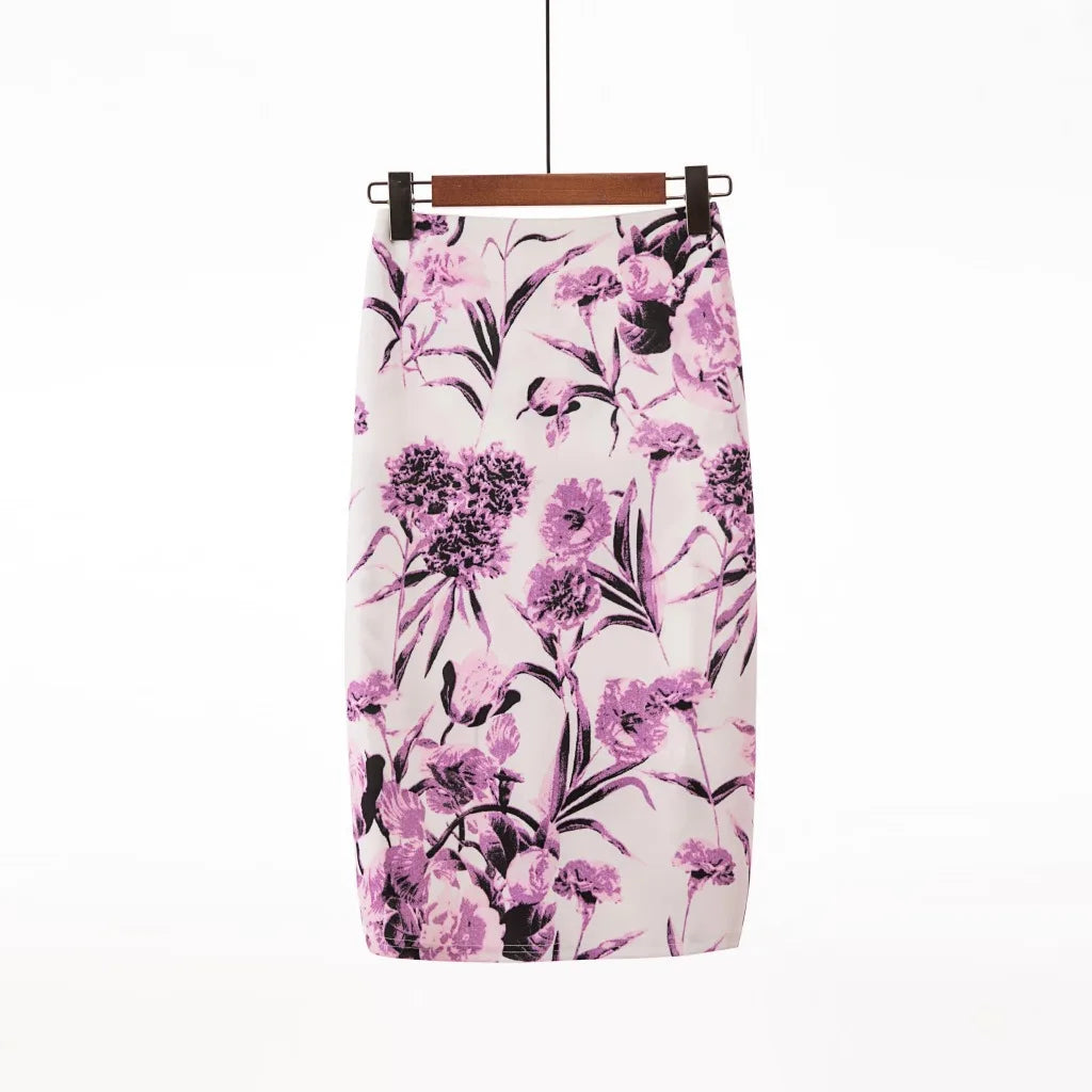🍒 flower print pencil skirt bodycon slim midi skirt short floral print fashion smart casual women feminine clothes