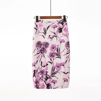 🍒 flower print pencil skirt bodycon slim midi skirt short floral print fashion smart casual women feminine clothes