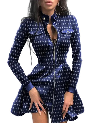 🍒Pu leather dress for women  lace mesh sleeve mixed media fashion party dress mini elegant stand neck collar a-line outfit Pretty Plaid Pu