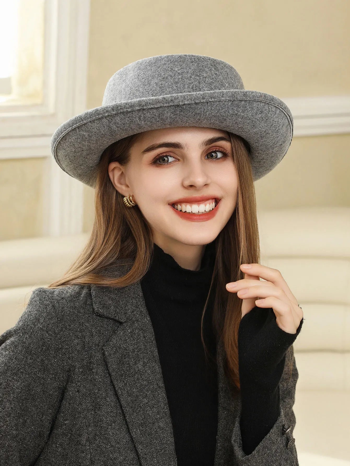 🍒Women's fall and winter hat wool felt fedora with side bow classic italian style hat rolled brim flat top fashion headwear  FED Up with DORA stealing your HATS get this and hide in your cool closet
