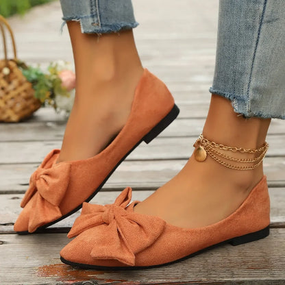 🍒Bow shoes flat fashion footwear comfortable and versatile genuine suede women's shoes smart casual simple wear-resistant flat occasion footwear for partes bottom bow outdoor slippers Walk BOW-ldly In Your Bows