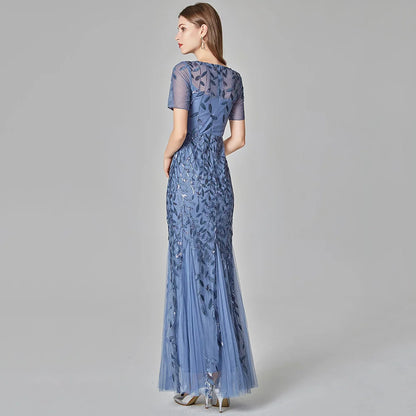 🍒Sequin maxi cocktail dress long bridesmaid prom outfit for special occasion party club bodycon vintage style clothing You'll Fish This Mermaid Out Time &Time