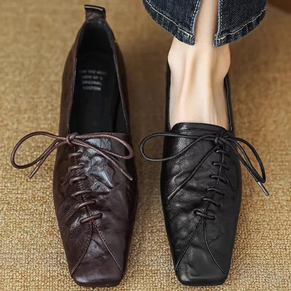 🍒Women pumps elegant flat shoes for women luxury low-heeled square toe lace up shoes comfy trendy footwear Round Up Your Squares With These Lovelylaces