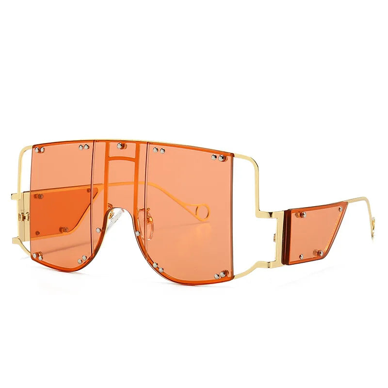 🍒Square oversized mirror sunglasses unisex shades glasses metal rivet trend unique eyewear sunnies UV400 protection Clear Cools