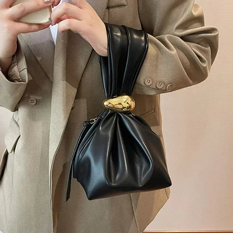🍒Soft clutch bag luxury designer women's Mini Bucket Pouch temperament side zipper party evening bags Get This SWEET WRAPPERed