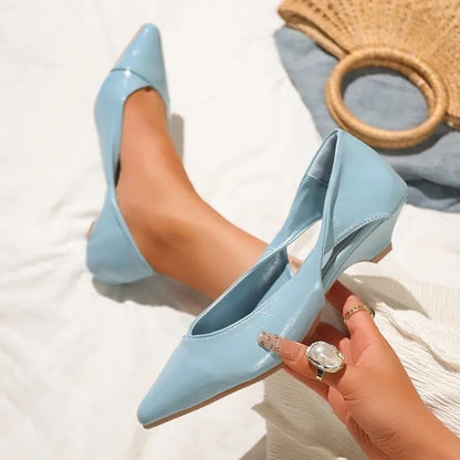 🍒Comfy shoes for women fashion footwear blue low heels elegant pointed toe pump shoes high quality kitten heels Point Your Attention To These Cuties