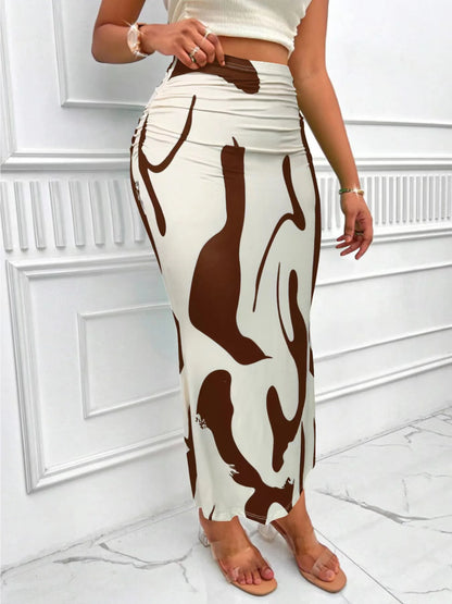🍒High waisted maxi skirt smart casual women's bodycon skirt zebra long skirt casual high waist outfit elegant zebra print clothes elegant animal print fashion wear