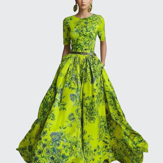 🍒Vacation outfit for woman boho beach dress high waist o-neck a-Line summer clothes short sleeve loose maxi dresses smart casual fashion beach party wear HOP-Per on this cool GRASS!