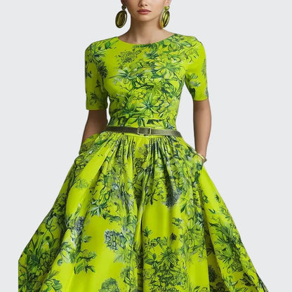 🍒Vacation outfit for woman boho beach dress high waist o-neck a-Line summer clothes short sleeve loose maxi dresses smart casual fashion beach party wear HOP-Per on this cool GRASS!
