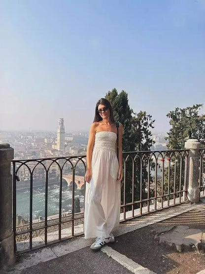 🍒Striped tube dress a line fashion maxi outfits for women trendy holiday wear beach wear striped summer clothes