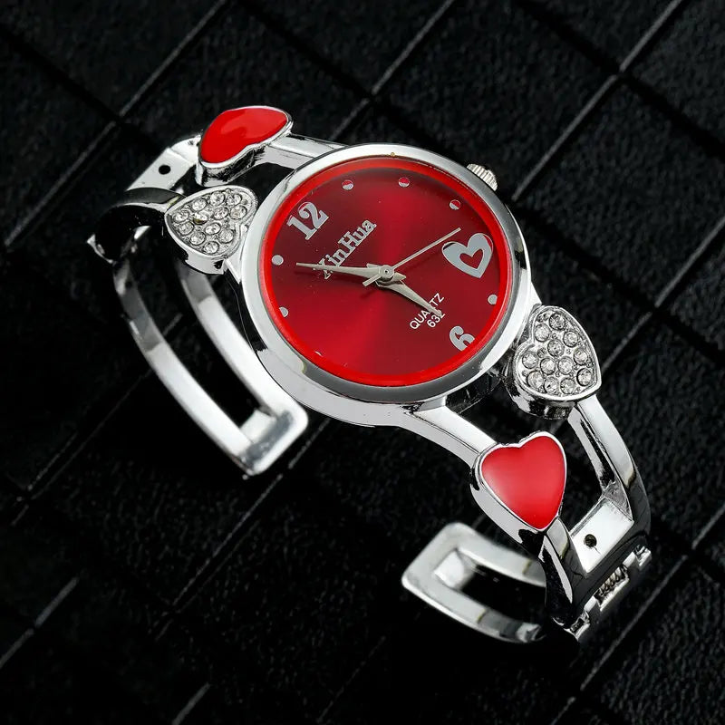 🍒Womens heart watch Design quartz fashion bangle silver classic crystal Stainless Steel colour face wristwatch smart casual jewellery   Watch This Bang For Your Buck