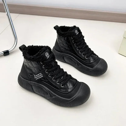 🍒Plush boots thickened sole snow boots comfortable wear-resistant warm thick-soled shoes for ladies trendy lace up shoes casual walking footwear for women Buy Into Bootie Beauties
