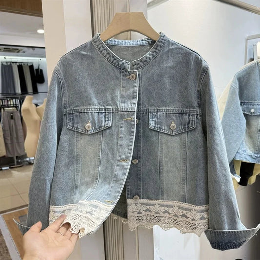 🍒Blue denim jackets women fall classic styles short coat chic outerwear female Mujer Loose smart casual clothes
