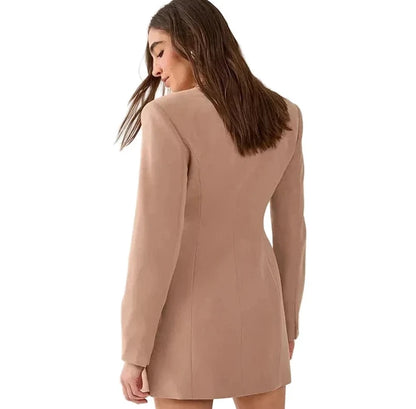 🍒Collar blazer dress womens dress with belt urban Waist-fit side belt design chic clothing for women pocket full sleeve solid dresses  Nip Fit Slick Chic