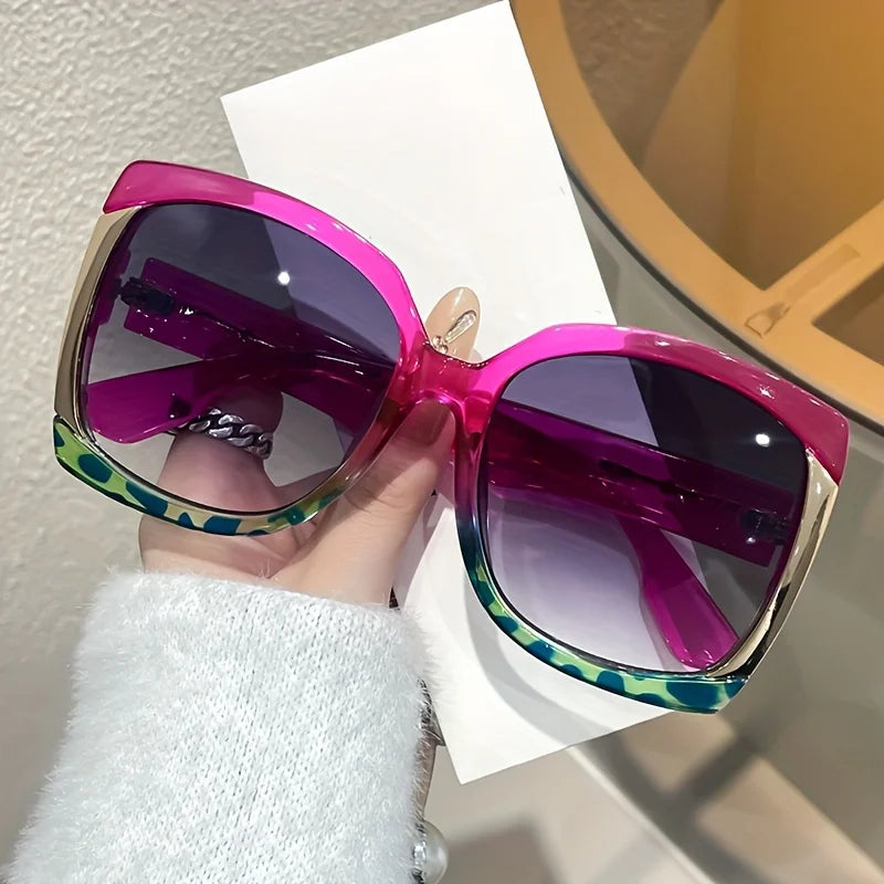 🍒oversized square fashion sunglasses for women anti-Glare durable pc frame with chic metal hinges - perfect for beach glasses travel sunglasses for all seasons Colour Cools