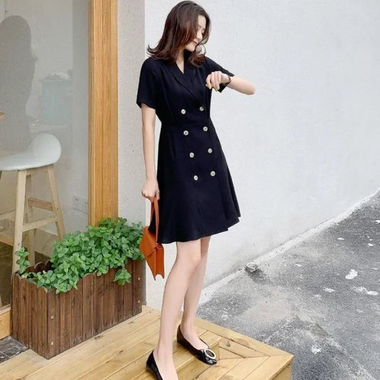 🍒Blazer dress black formal occasion wear women short sleeve casual mini one piece  dress office wear smart casual clothing A-BLAZE-r ing Cool Dress
