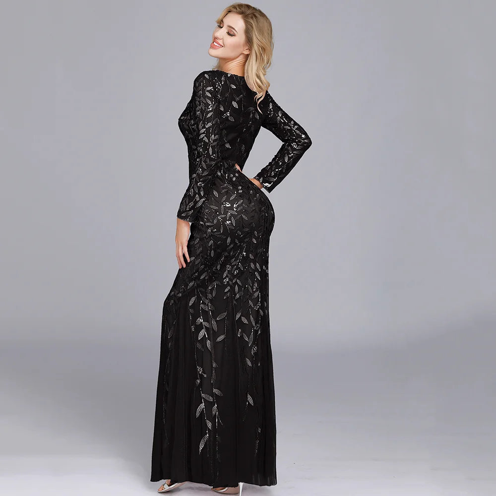 🍒Sequin maxi cocktail dress long bridesmaid prom outfit for special occasion party club bodycon vintage style clothing You'll Fish This Mermaid Out Time &Time